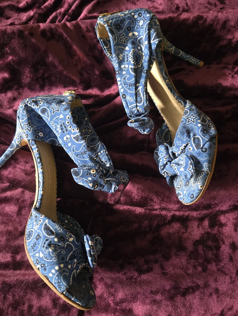 Charlotte Olympia Blue Bandana Print Pinup Sandal Heels 38 - Picture 5 of 8